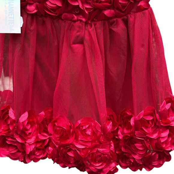 NEW Nanette Formal Party Dress Red Short Sleeve Rose Flower Princess Tulle‎ - 4T - Picture 8 of 14